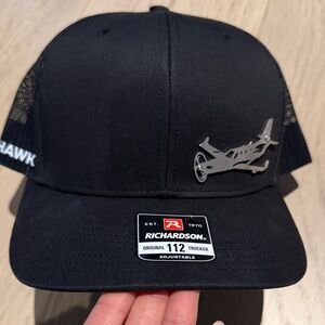 Black Trucker Hat with Airplane Design